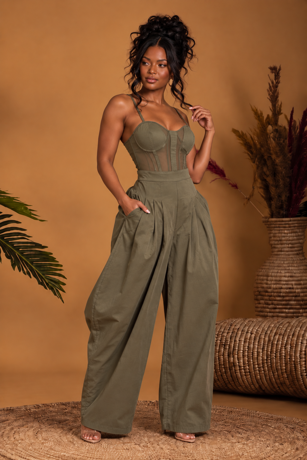 Olive Allure Corset Jumpsuit