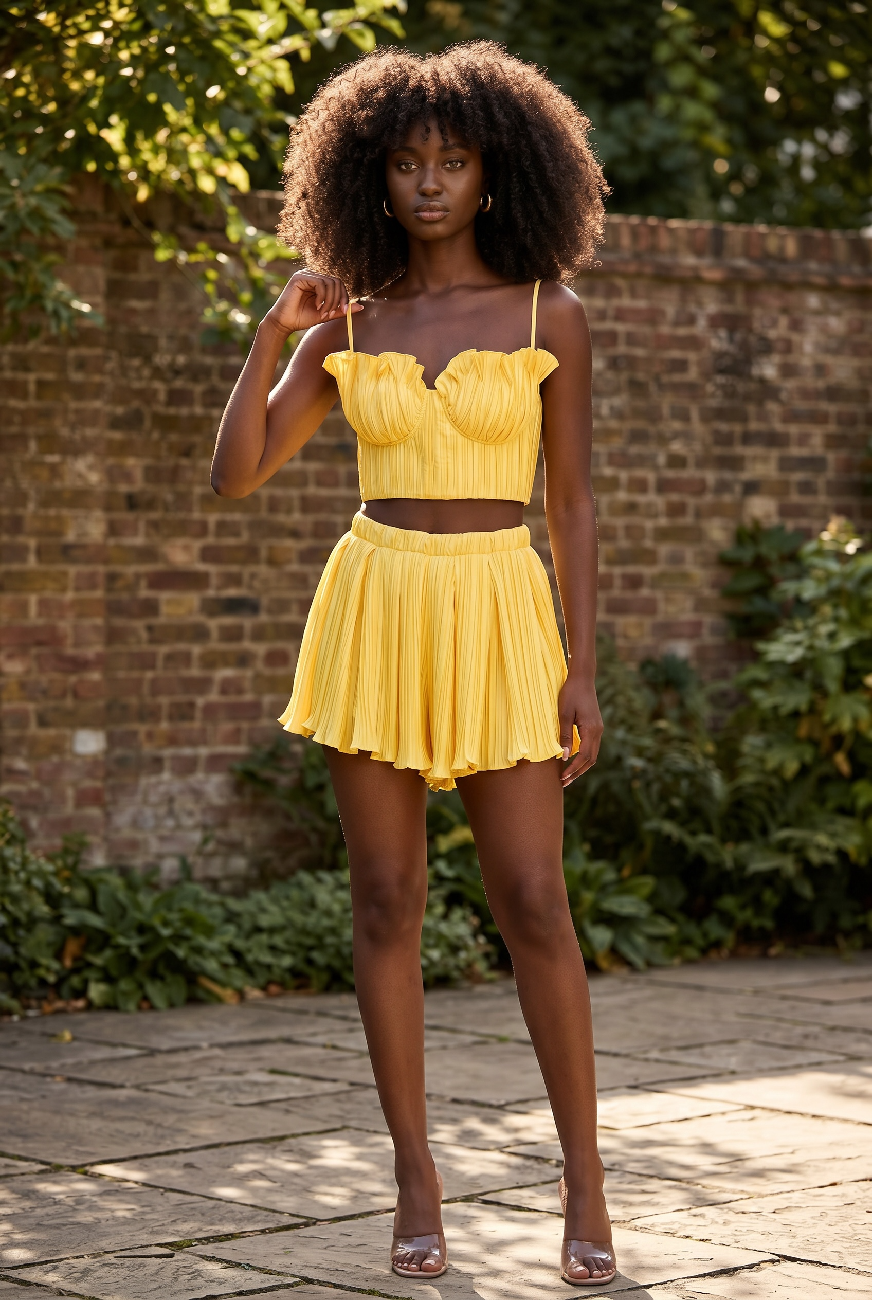 Lemon Sorbet Pleated Set