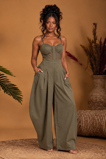 Olive Allure Corset Jumpsuit