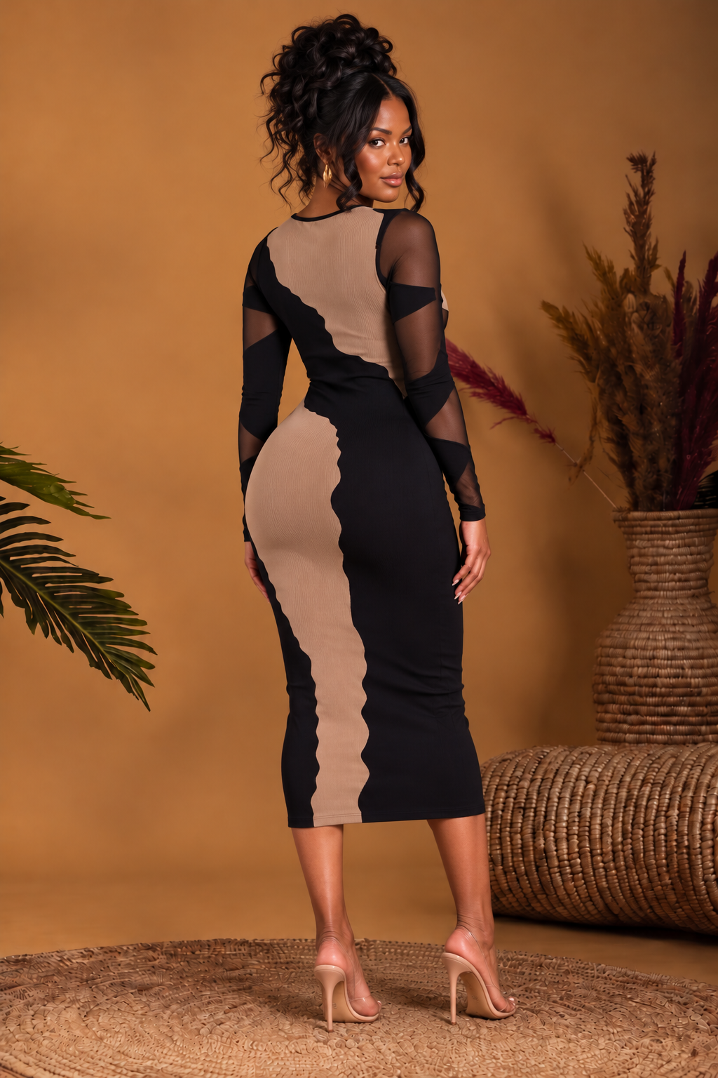 Midnight Illusion Midi Dress