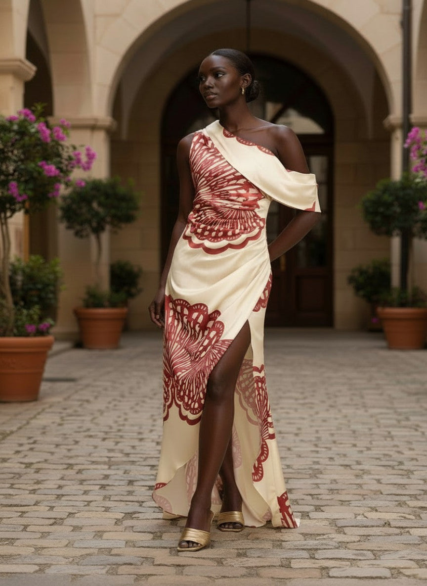 Desert Sun One-Shoulder Maxi Dress