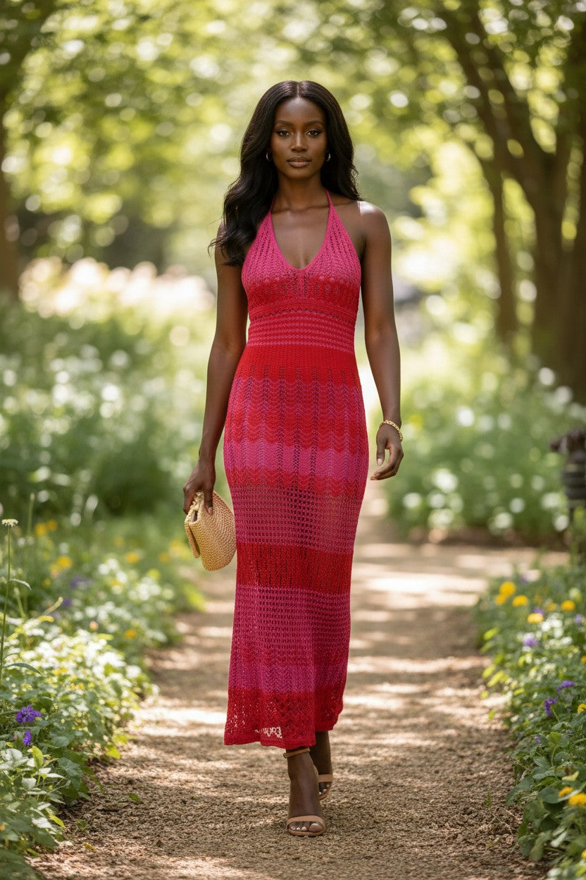 Sunset Crochet Maxi Dress