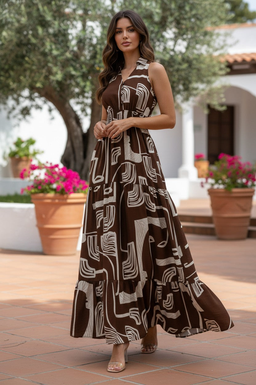 Espresso Pattern Maxi Dress