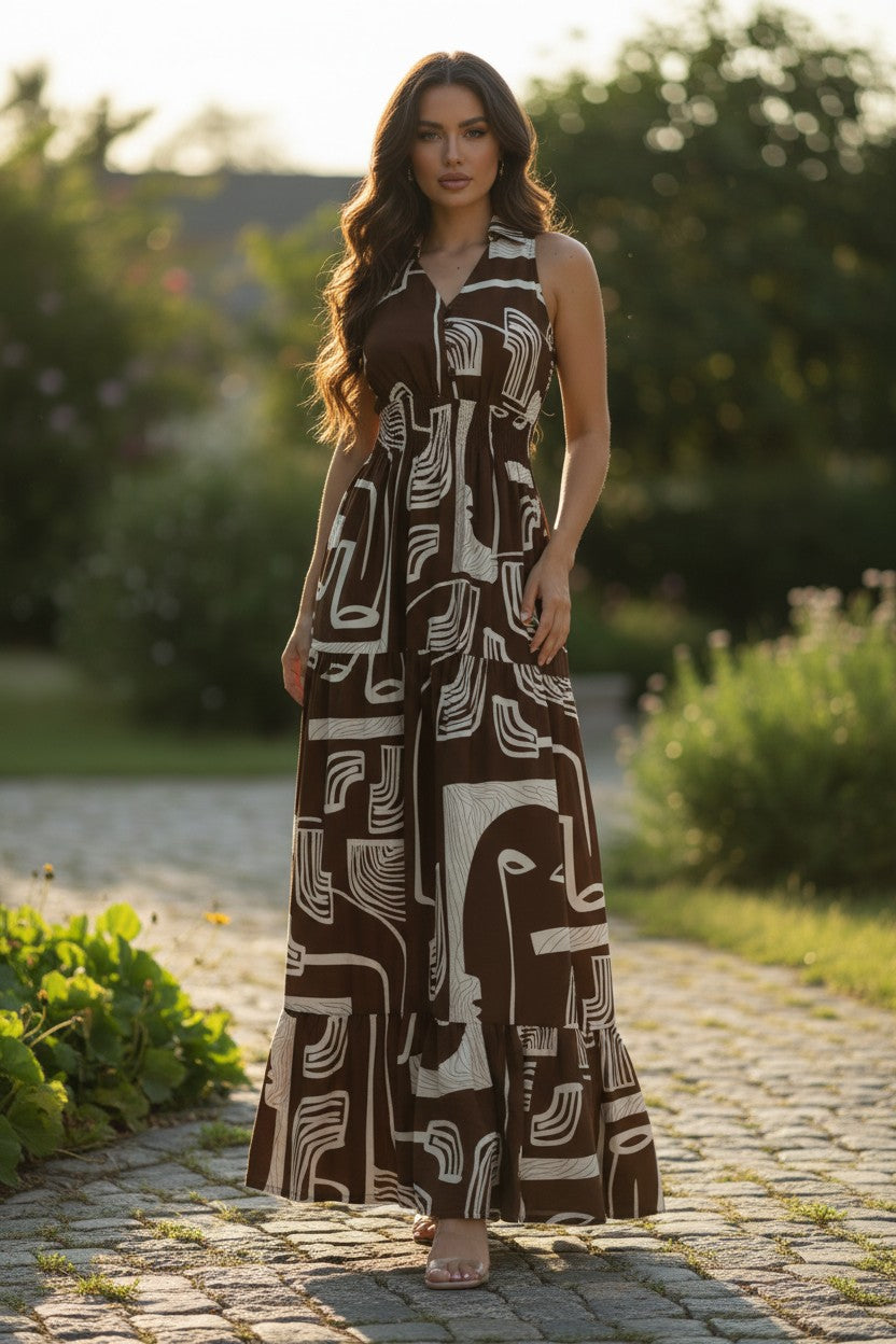 Espresso Pattern Maxi Dress