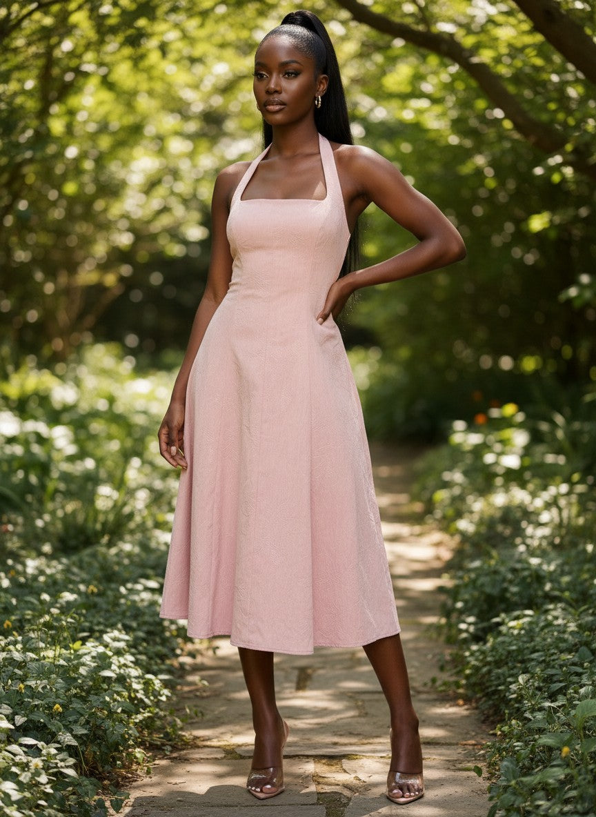 Blush Garden Halter Midi Dress