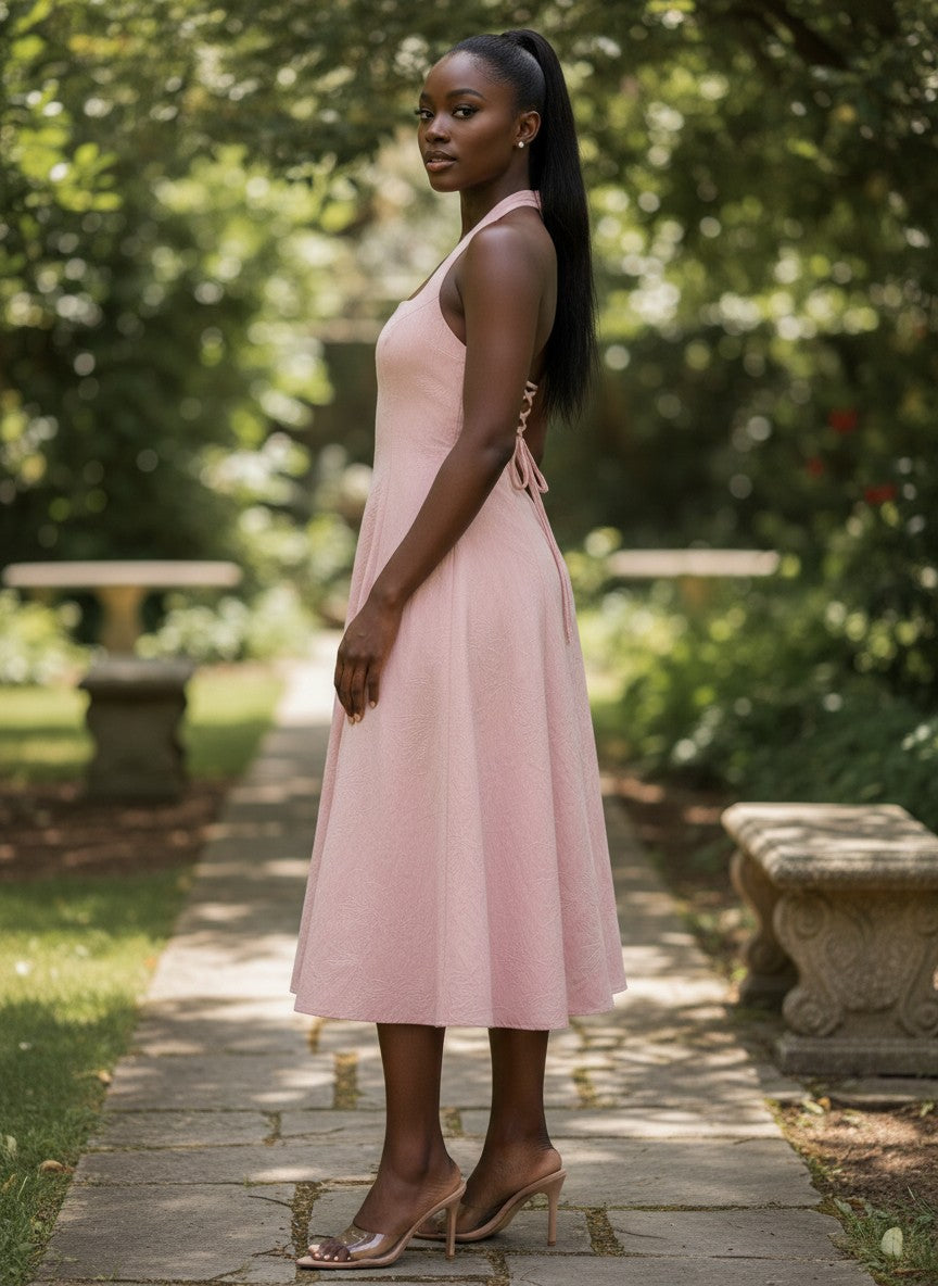 Blush Garden Halter Midi Dress