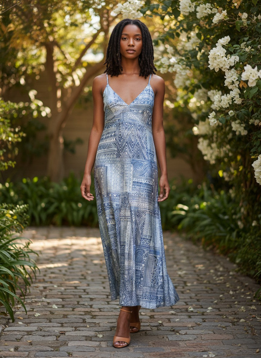 Blue Haven Patchwork Slip Dress