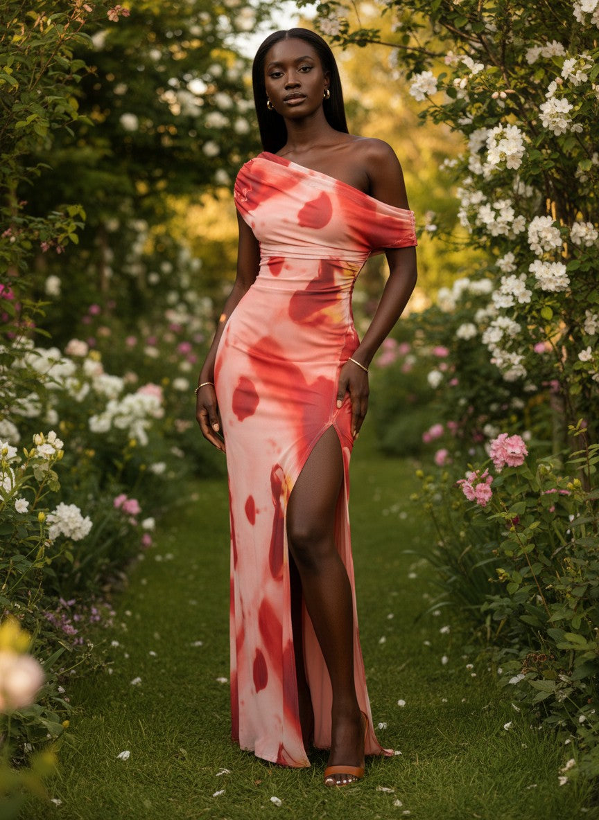 Rosé Watercolor Maxi Dress