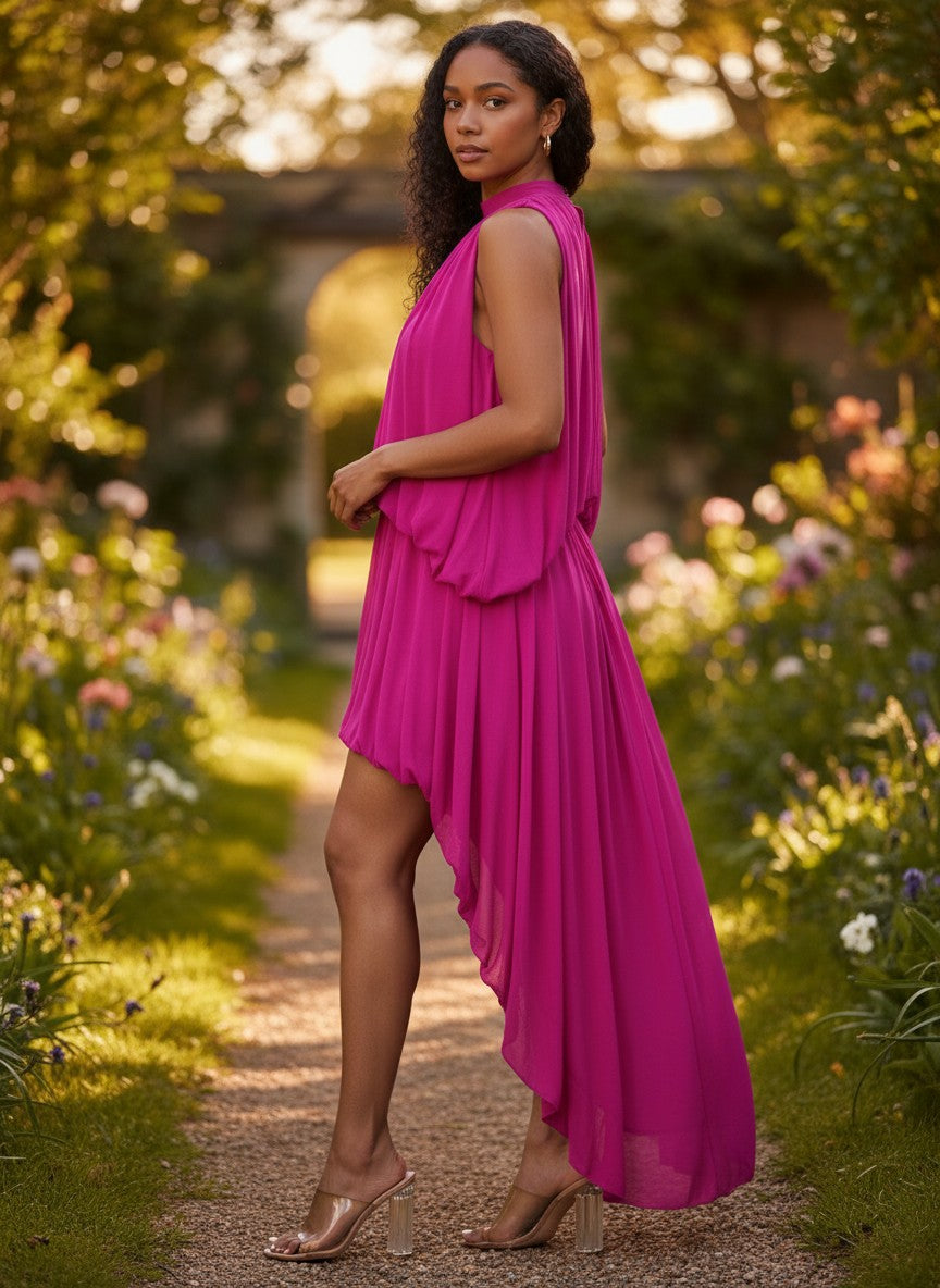 Fuchsia Breeze High-Low Dress