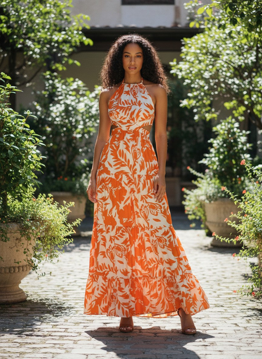 Tangerine Tropics Maxi Dress