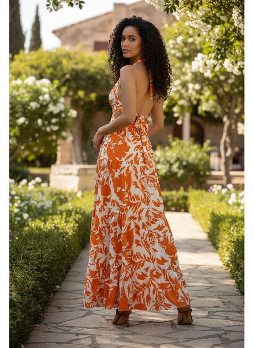 tangerine maxi dress Tangerine Tropics Maxi Dress – Bleu Hanger