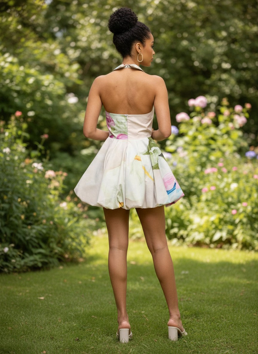 Watercolor Flower Breeze Mini Dress