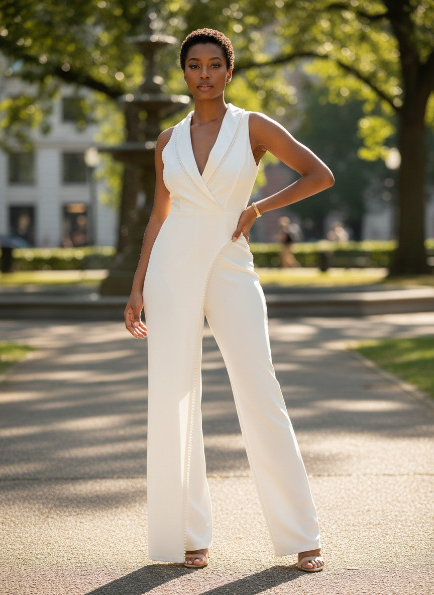 Ivory Elegance Tailored Jumpsuit